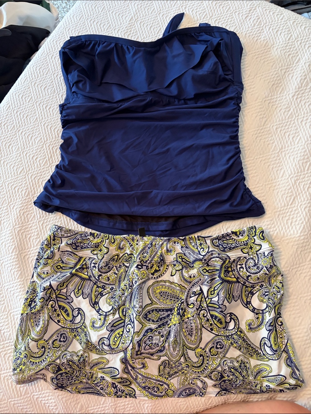 Alex Marie Navy Tankini with Paisley Swim Skirt